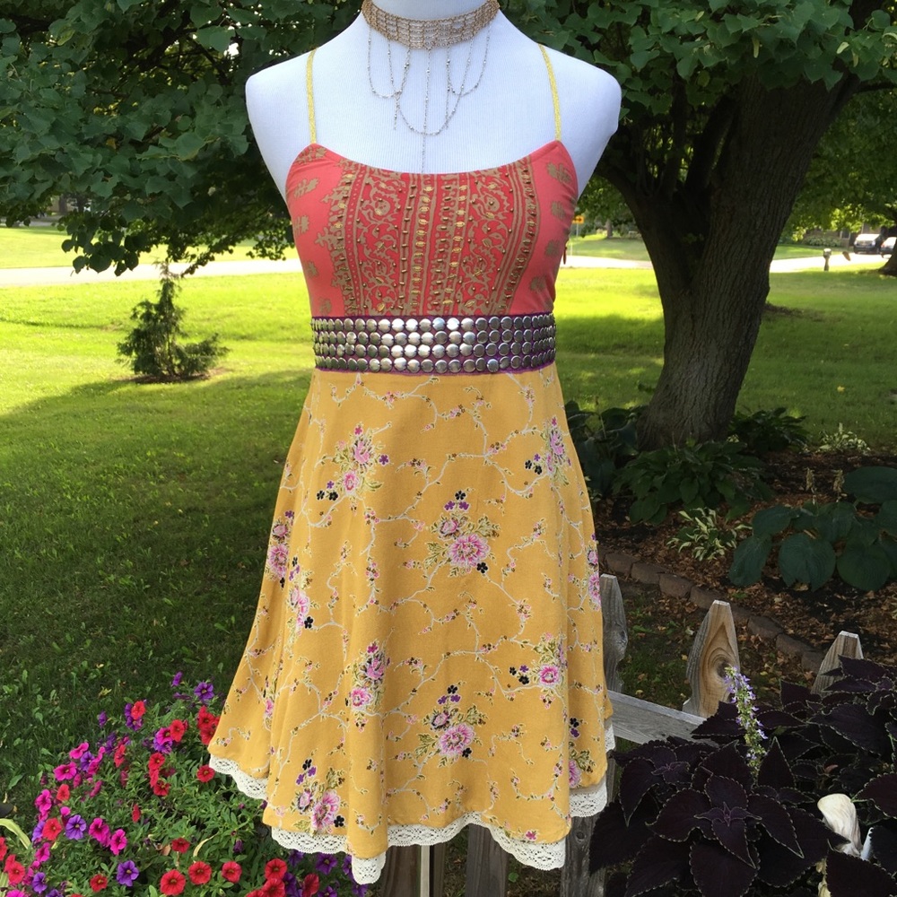 FREE PEOPLE COLORFUL EMBELLISHED DRESS